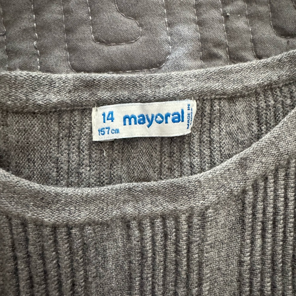 Girls Mayoral Long Sleeve Gray Dress - Picture 3 of 5